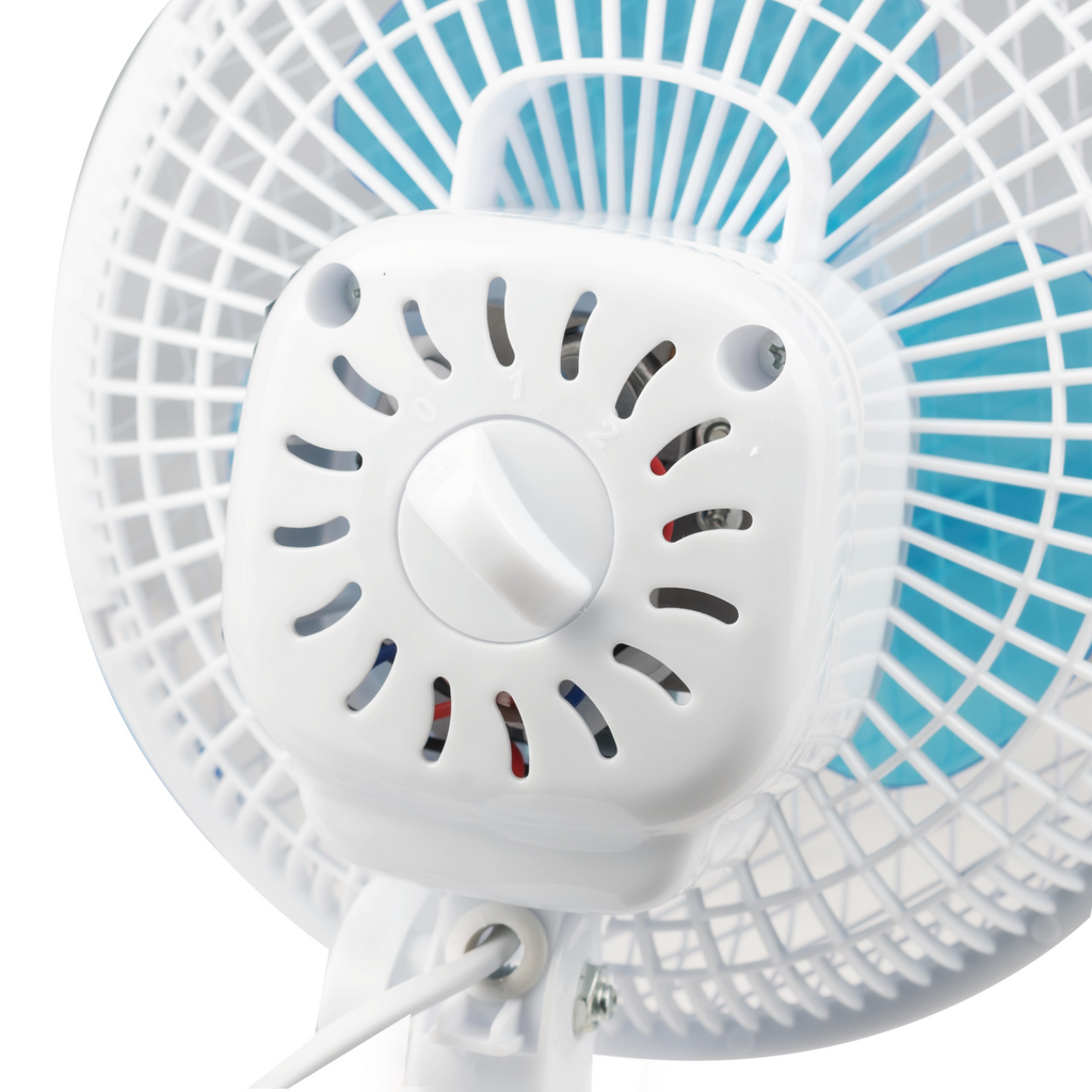 Ventilator birou Hausberg HB5550, 15W-20W, 15 cm, 2 viteze, alb-albastru