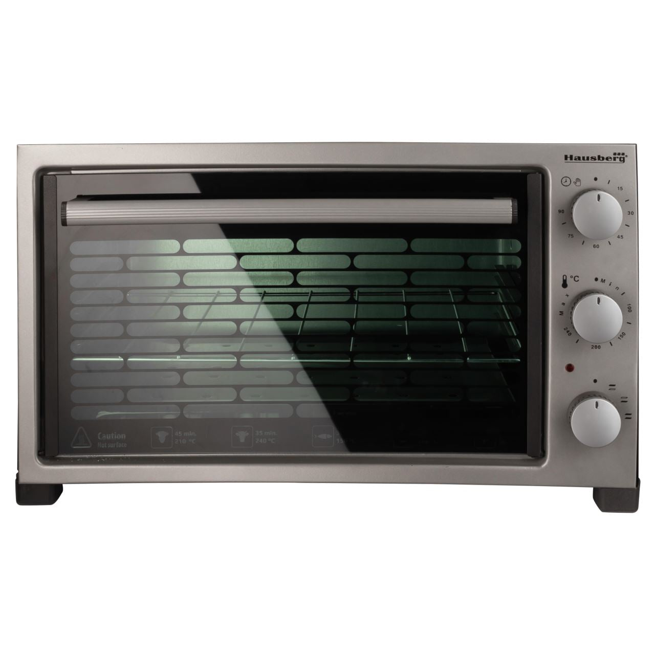 Cuptor electric Hausberg HB 9320 , 1420 W, 38 L, timer, termostat, 2 tavi, Gri/Negru Imagine principală a produsului