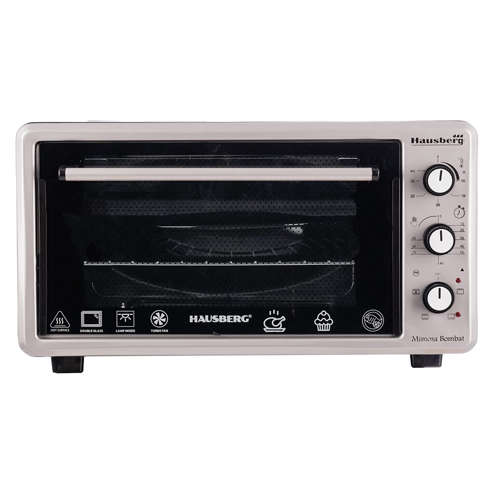 Cuptor Electric cu Ventilator HAUSBERG HB-8015, 1800 W, Geam dublu, 48L, Lumina interioara, Timer, 5 Programe gatire, Termostat reglabil 250 grade, Inox/Negru Imagine principală a produsului