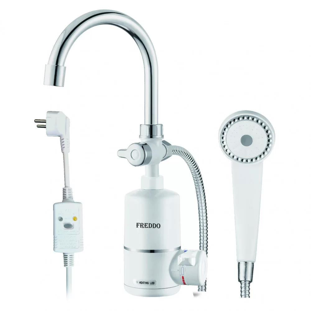 Robinet electrica cada pentru incalzit apa (instant apa calda) Freddo SN-0050, cu para de dus si furtun, 3000 W, 220-240 V, 60°C temperatura maxima, 0.5 Mpa presiune apa Imagine principală a produsului