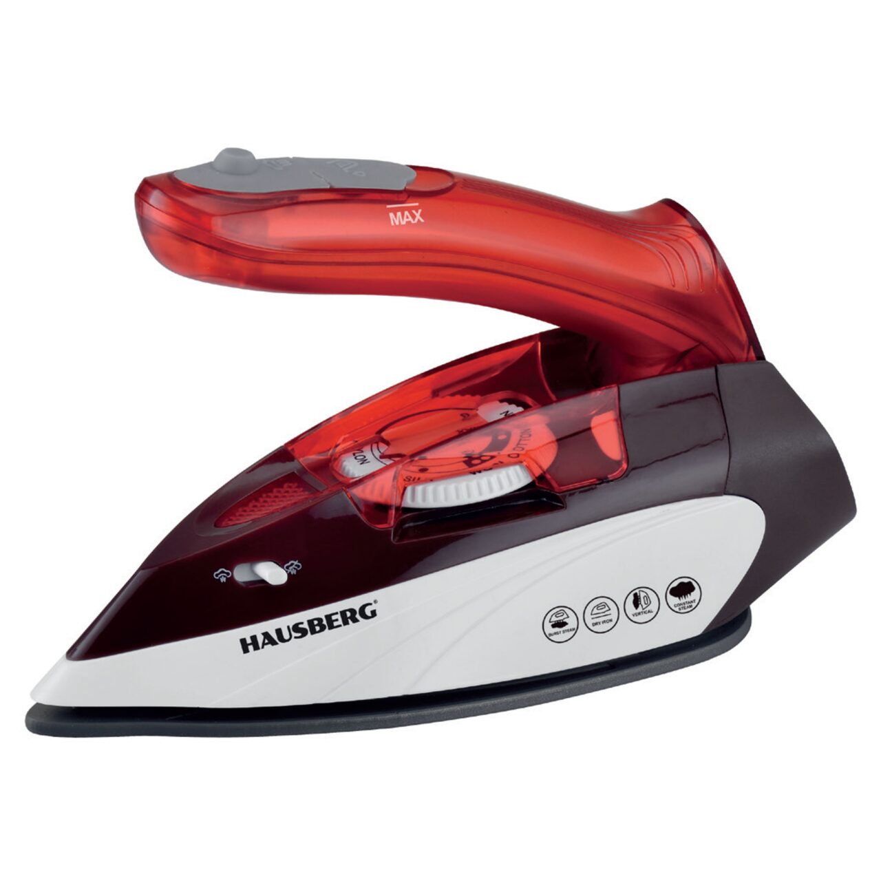 Fier calcat de voiaj Hausberg HB-7810RS, 1000W, Rosu Imagine principală a produsului