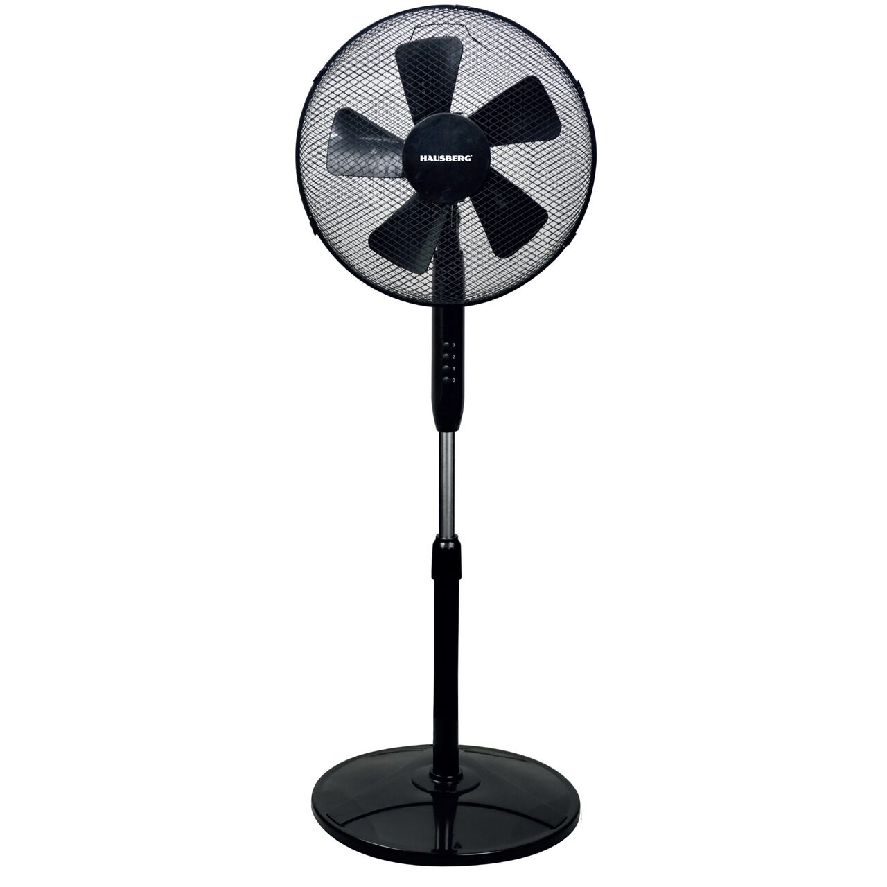 Ventilator cu picior Hausberg HB-5200 Speed, 40W-55W, 40 cm, 3 viteze, timer 1-2 ore, oscilatie, inaltime reglabila, negru Imagine principală a produsului