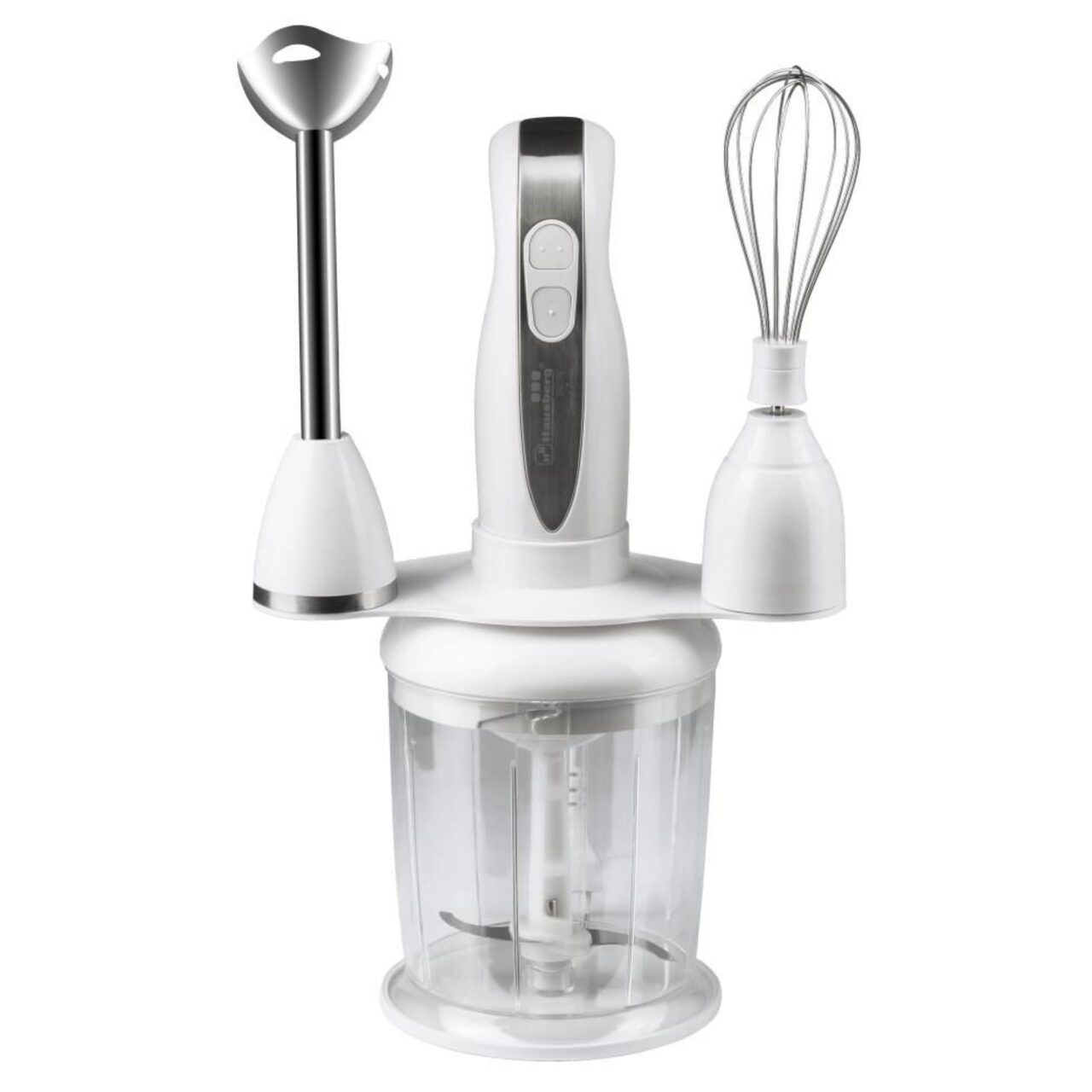 Blender 4 in 1, Hausberg HB-7666AB, 2 viteze, motor cupru, lama din inox, 350W, Alb Imagine principală a produsului
