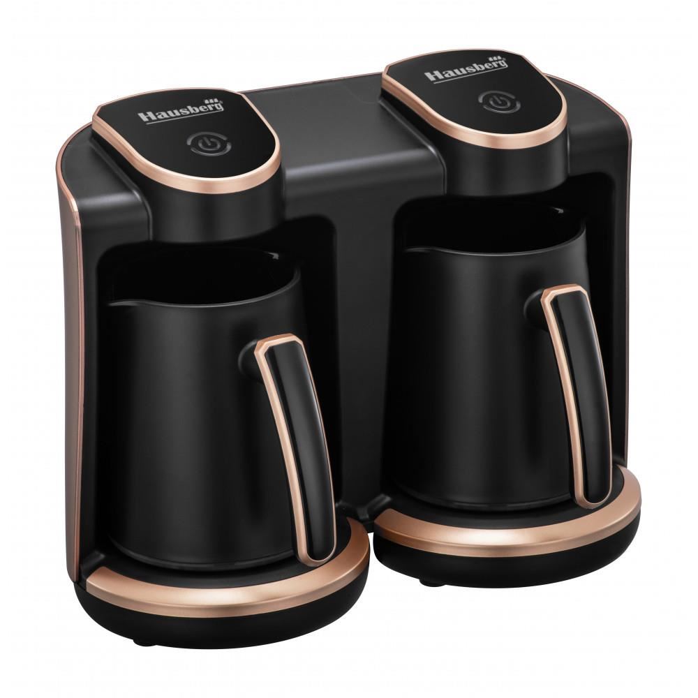 Aparat pentru preparat cafea turceasca Hausberg HB-3820AU, 2 recipiente, 400+400 W, avertizare sonora si luminoasa, Auriu/Negru Imagine principală a produsului