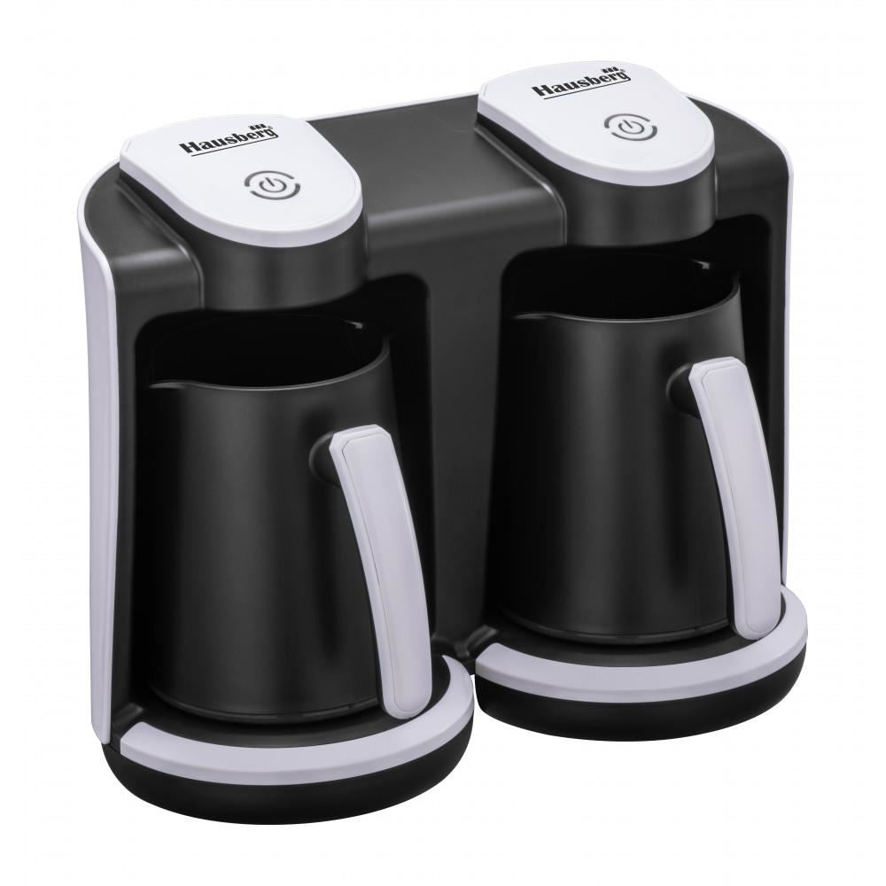 Aparat pentru preparat cafea turceasca Hausberg HB-3820AB, 2 recipiente, 400+400 W, avertizare sonora si luminoasa, Alb/Negru Imagine principală a produsului