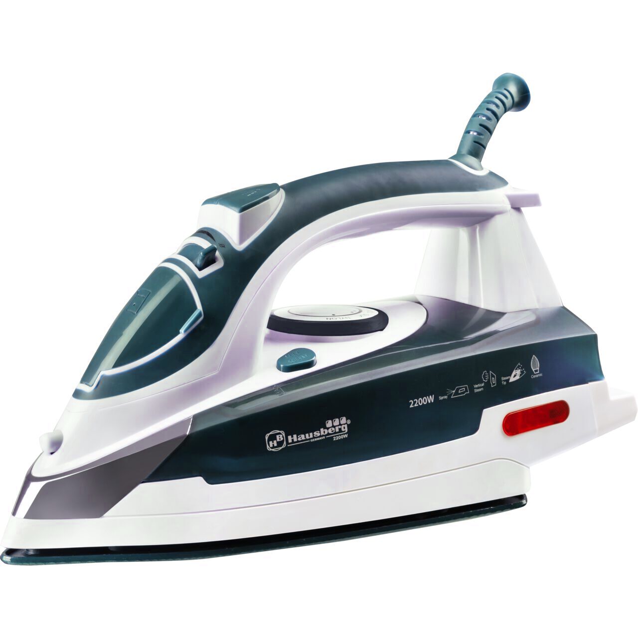 Fier de calcat Hausberg HB-7809VR, Ultra Slide, Talpa Ceramica, 2300W, 390ml, Alb/Verde-Inchis Imagine principală a produsului