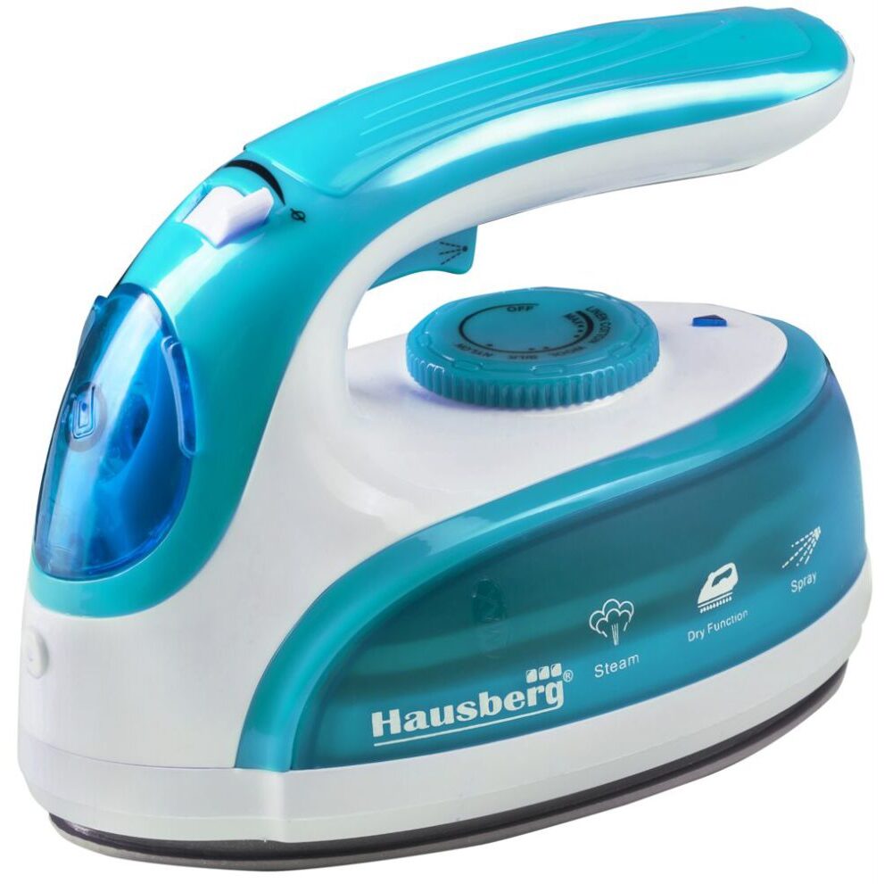 Fier calcat de voiaj Hausberg HB-7910BL, 800-1000W, rezervor de apa 50ml, Bleu Imagine principală a produsului