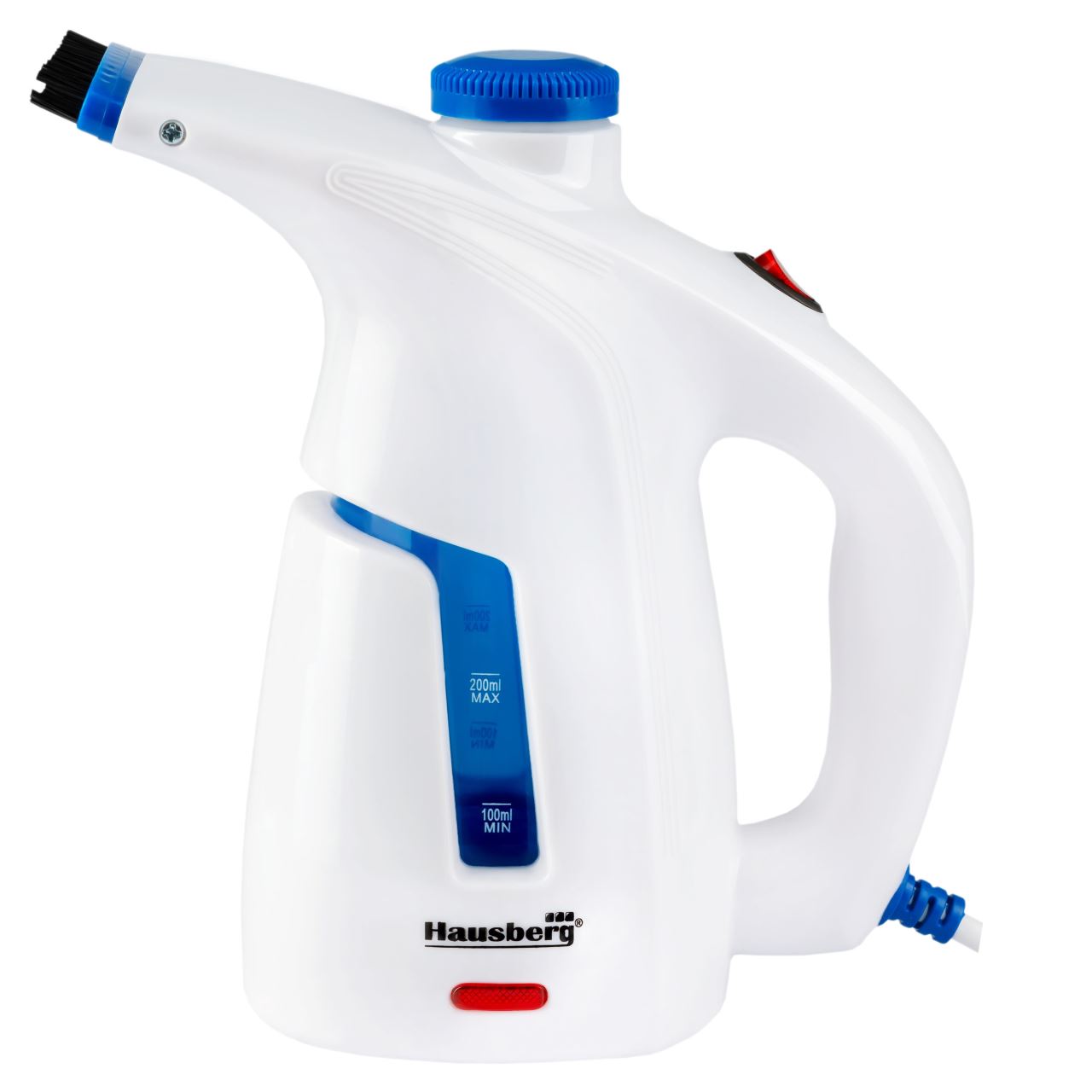 Aparat de calcat vertical cu abur HAUSBERG HB-7886BL, 1000 W, 200 ml, 2 accesorii, alb-bleu Imagine principală a produsului