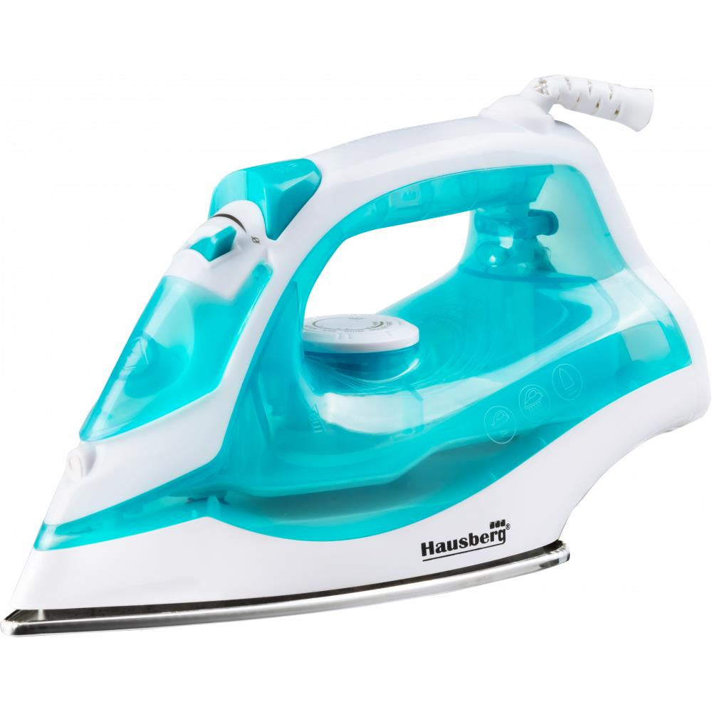 Fier de calcat Hausberg HB-7850BL, 1300W, talpa invelis ceramic, abur vertical, calcare uscata, autocuratare, pulverizare,  rezervor 130ml, Bleu Imagine principală a produsului