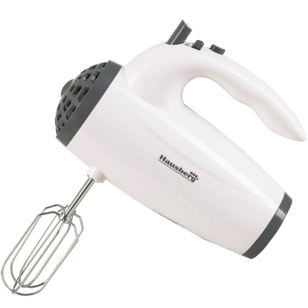 Mixer de mana Hausberg HB-4119AB, 5 viteze, putere 300W, motor de cupru, Alb
