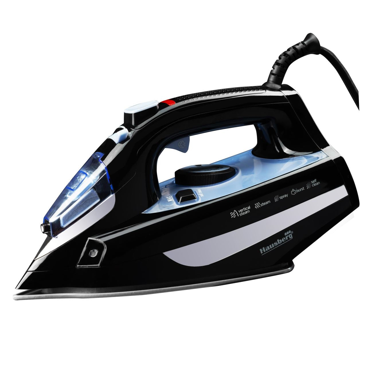 Fier de Calcat Hausberg HB-7842BL, 2300W, Ceramic, Autocuratare, Pulverizare, Antipicurare, 300ml, Negru/Albastru Imagine principală a produsului
