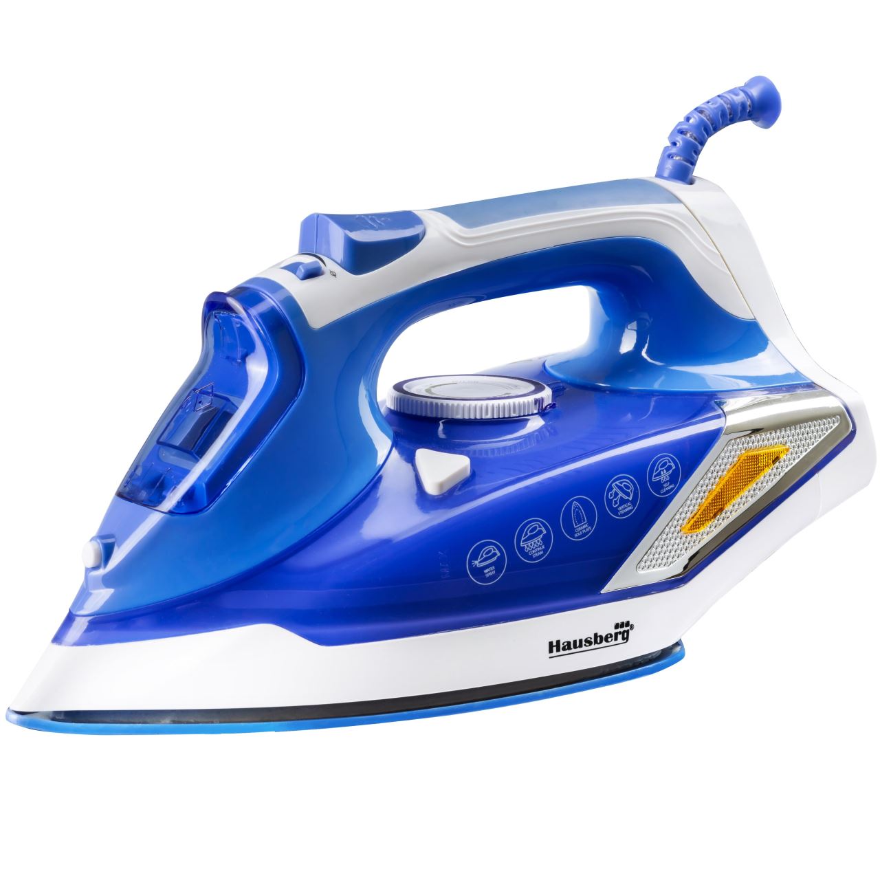 Fier de calcat Hausberg HB-7880BL, 2300W, Talpa cu invelis ceramic, rezervor apa 400ml, Alb/Albastru Imagine principală a produsului