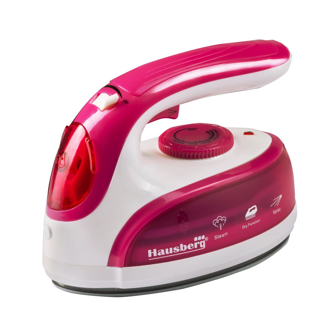 Fier calcat de voiaj Hausberg HB-7910RS, 800-1000W, rezervor de apa 50ml, Rosu-Alb Imagine principală a produsului