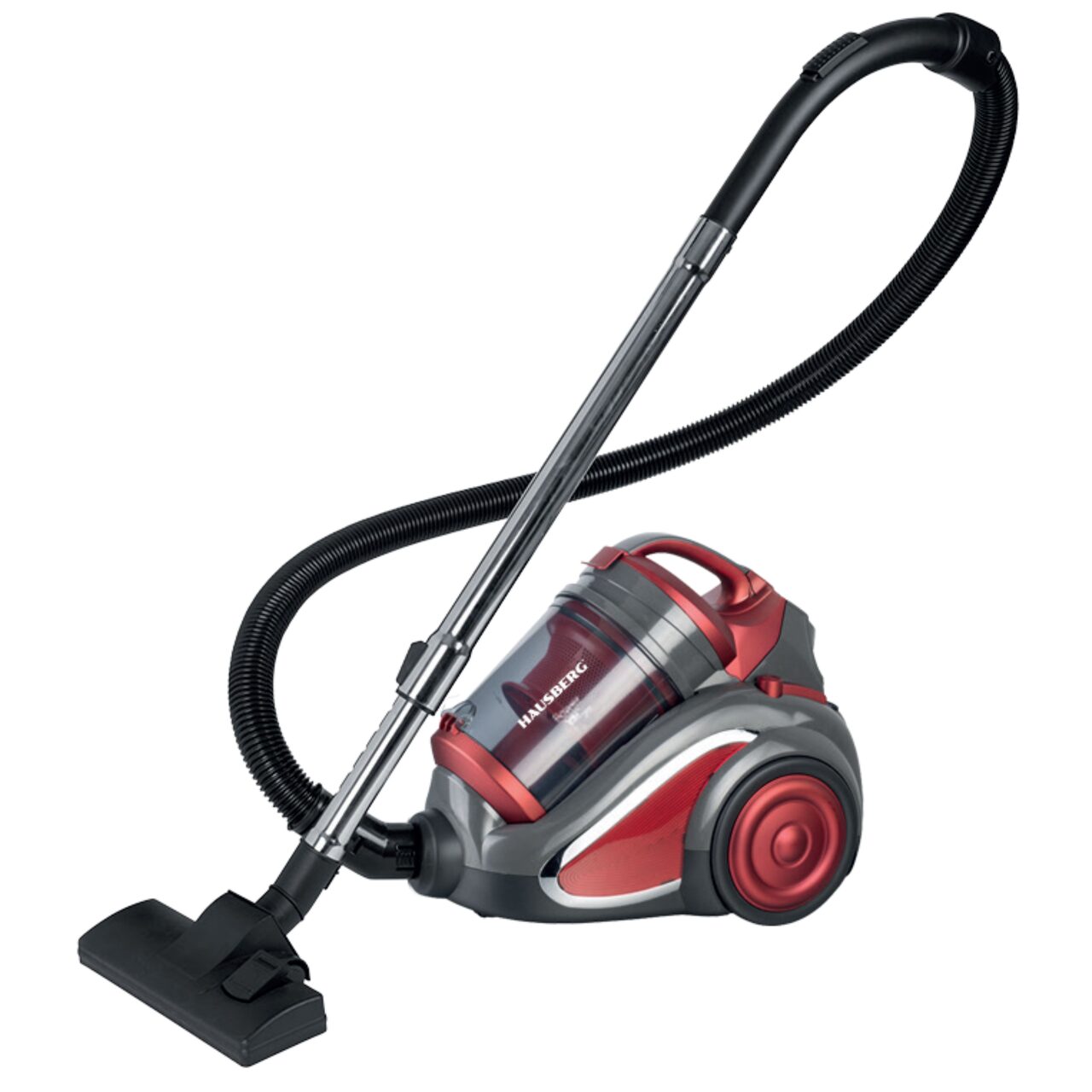 Aspirator fara sac Hausberg HB-2820RS, 2200 W, 4.5 litri, 85dB, filtru lavabil, sistem multi-ciclon, Negru/Rosu Imagine principală a produsului