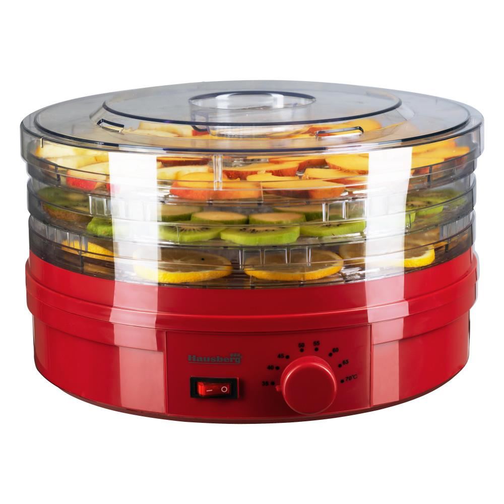 Deshidrator de alimente electric Hausberg HB-810RS ,Termostatul reglabil ,Putere 250 W, motor cupru, rosu Imagine principală a produsului