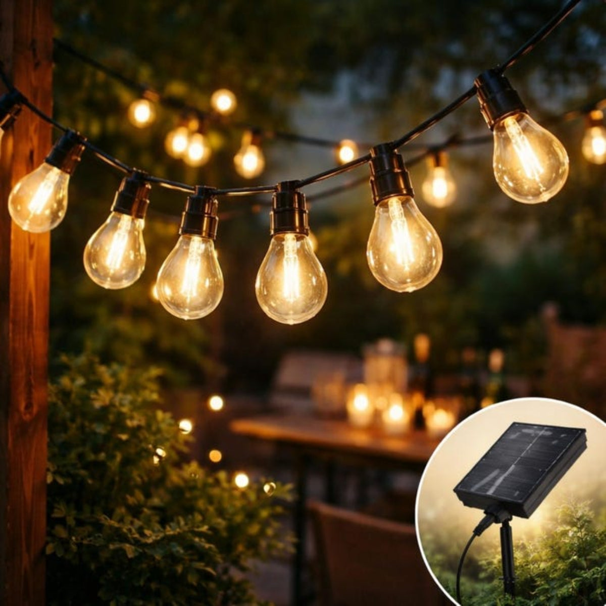 Ghirlanda Luminoasa cu Pendule 10m – Becuri LED, IP65, Incarcare Solara & USB Imagine secundară a produsului
