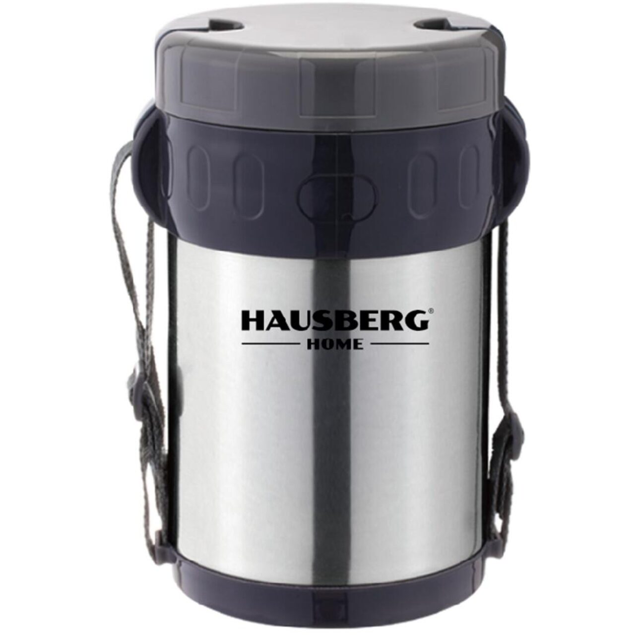 Cutie de pranz Thermos Hausberg HB H1461, 2 litri, otel inoxidabil, 3 recipiente separate, lingura, furculita, inox Imagine principală a produsului