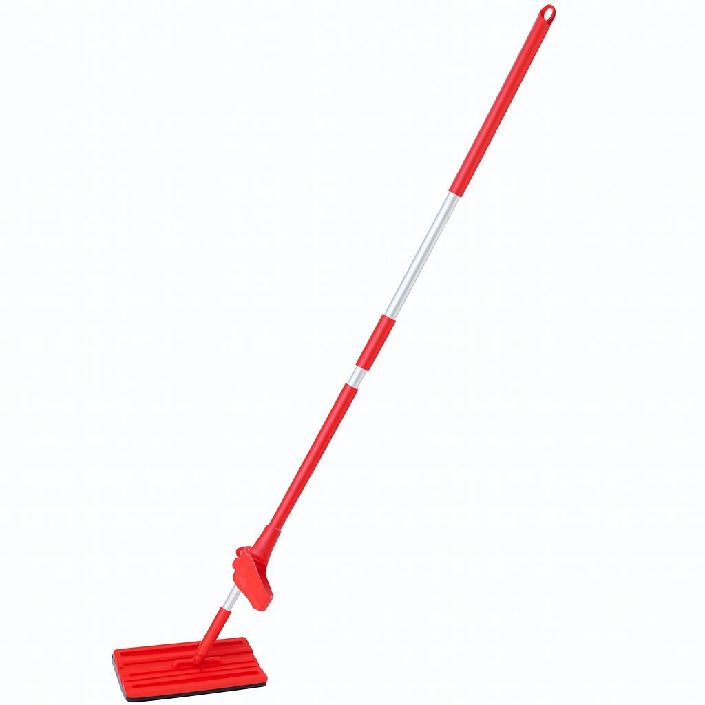 Mop telescopic Ertone MN498RS, rosu, cu autostoarcere, cap din microfibra, maner extensibil Imagine principală a produsului