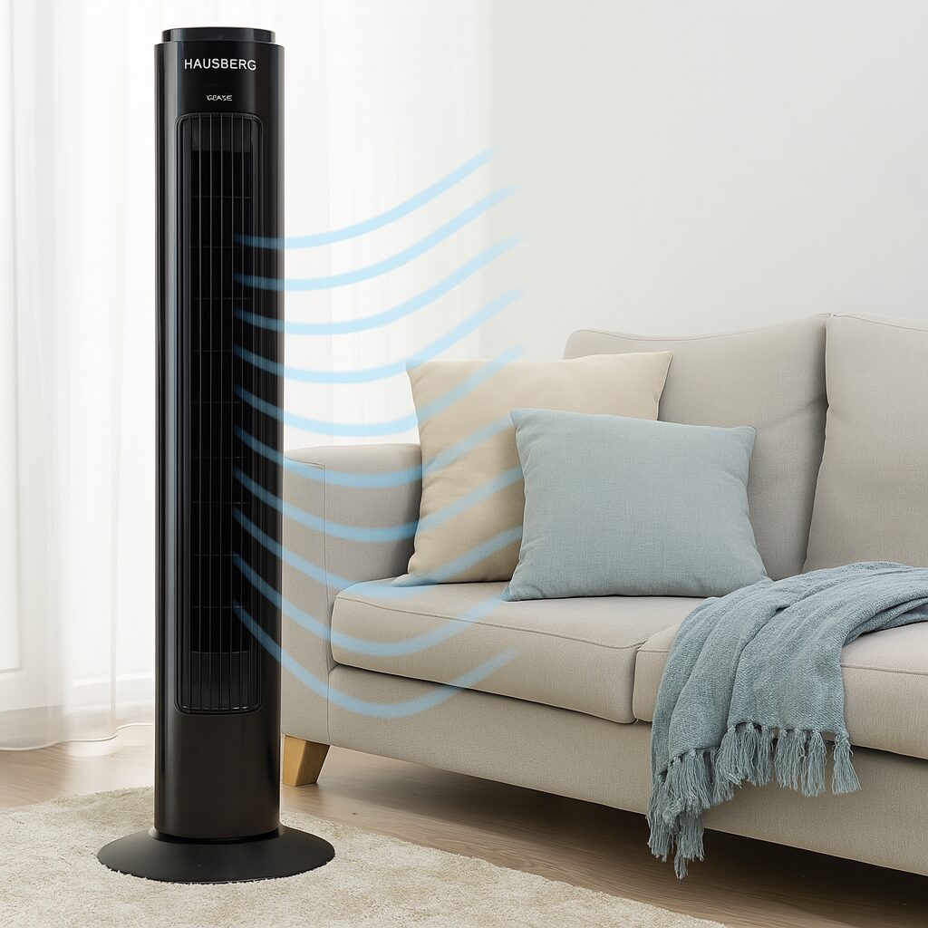 Ventilator Turn HAUSBERG HB-5950NG, 40-50W, 2 moduri de functionare, 3 viteze, baza rotativa, Negru Imagine principală a produsului