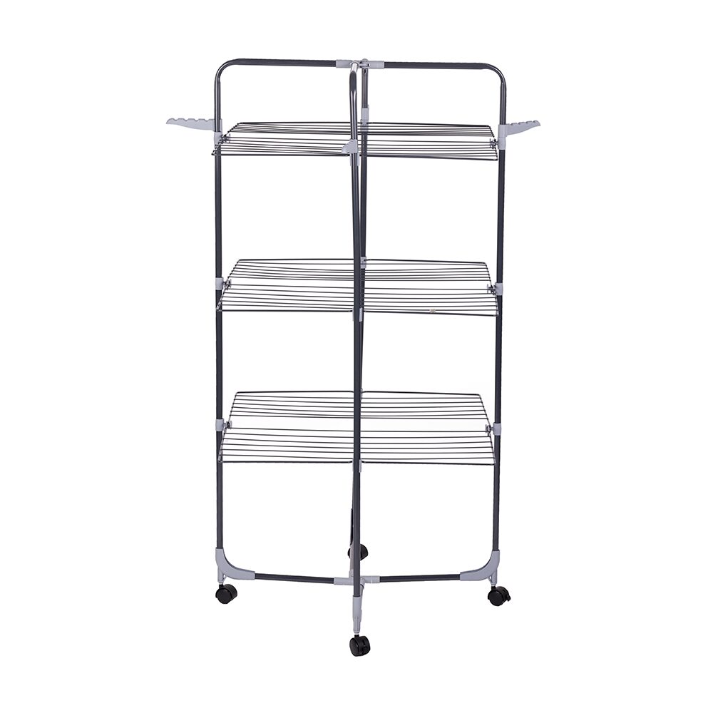 Uscator de rufe cu 3 nivele Ertone MN98U, pliabil cu suport de umerase, suporta 30 kg rufe, Inox Imagine principală a produsului