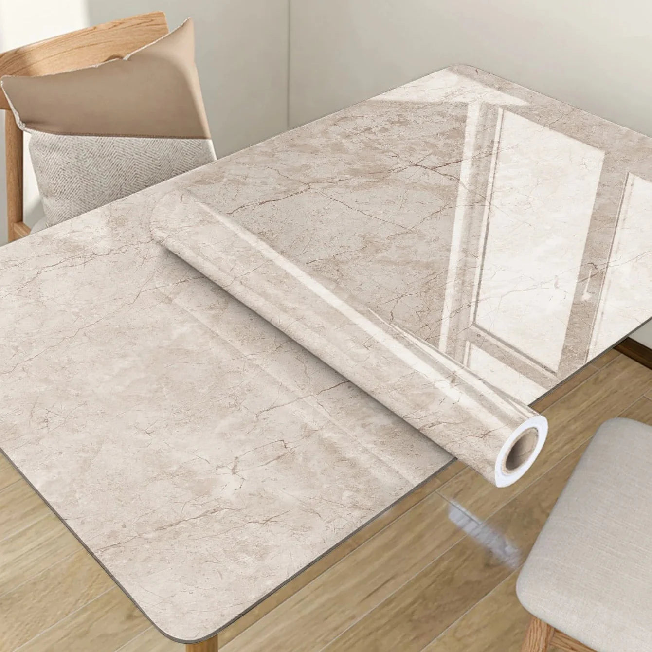 Folie Autocolantă Marmură Bej 60x300 cm – Autoadezivă pentru Mobilier și Bucătărie