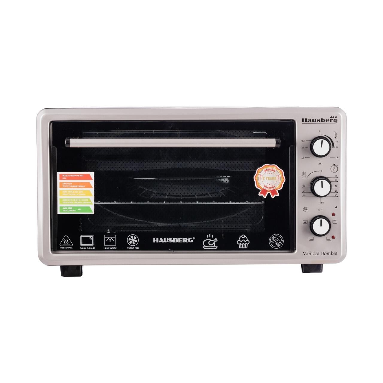 Cuptor Electric cu Ventilator HAUSBERG HB-8015, 1800 W, Geam dublu, 48L, Lumina interioara, Timer, 5 Programe gatire, Termostat reglabil 250 grade, Inox/Negru Imagine secundară a produsului