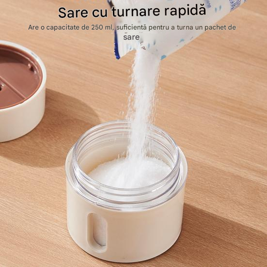 Set 6 Recipiente Condimente cu Suport Magnetic Inox – Organizator Bucătărie