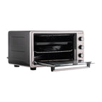 Cuptor Electric cu Ventilator HAUSBERG HB-8015, 1800 W, Geam dublu, 48L, Lumina interioara, Timer, 5 Programe gatire, Termostat reglabil 250 grade, Inox/Negru