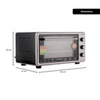 Cuptor Electric cu Ventilator HAUSBERG HB-8015, 1800 W, Geam dublu, 48L, Lumina interioara, Timer, 5 Programe gatire, Termostat reglabil 250 grade, Inox/Negru