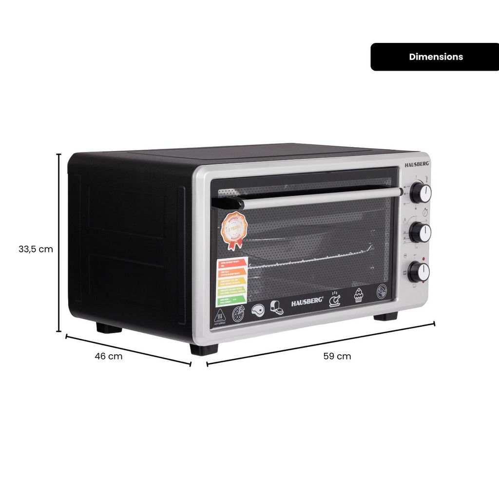 Cuptor Electric Hausberg HB-8000P capacitate 48 Litri, putere 1800W, Temperatura maxima 230 grade, timer prevazut cu alarma sonora