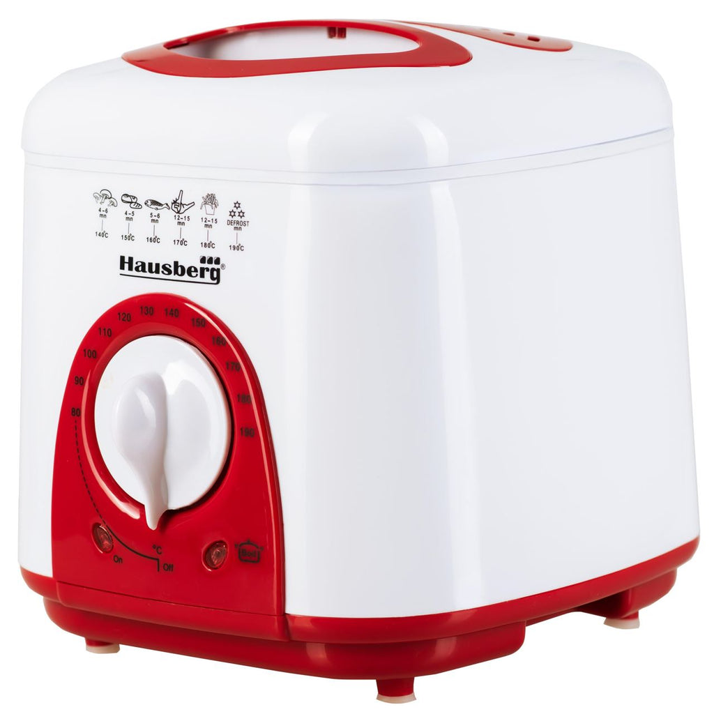 Friteuza Hausberg HB 1320 A-R, 850W - 950 W, 1 L, Alb/Rosu