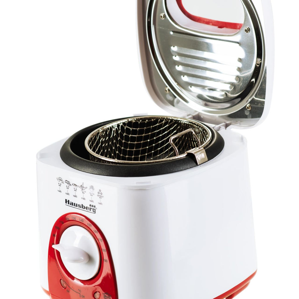 Friteuza Hausberg HB 1320 A-R, 850W - 950 W, 1 L, Alb/Rosu