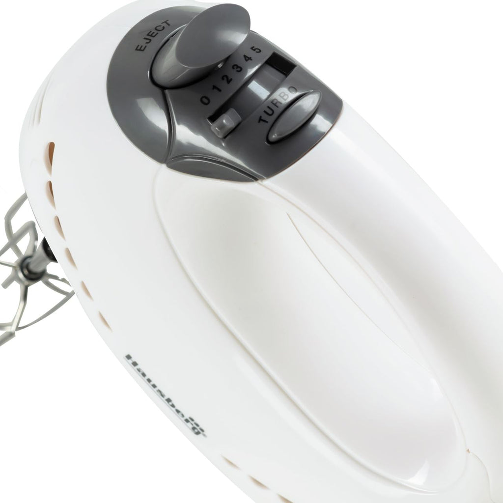 Mixer cu bol rotativ Hausberg HB-3519AB, 5 Viteze + turbo, Capacitate 2L, Putere 300W, Alb