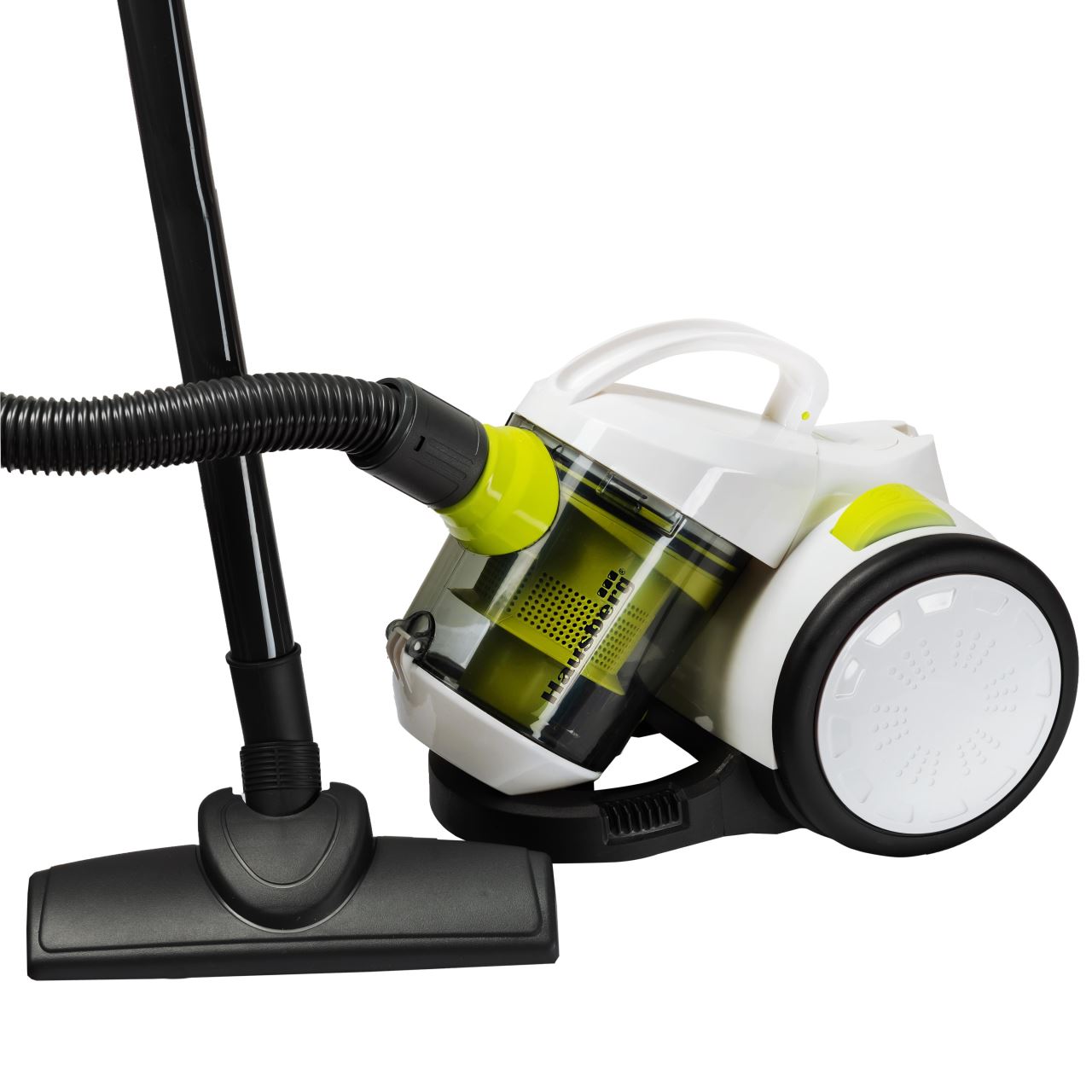 Aspirator fara sac Hausberg HB-2090VR, 1500W, capacitate 1.5 L, aspirare uscata, ciclonic, filtru HEPA, Alb-Verde