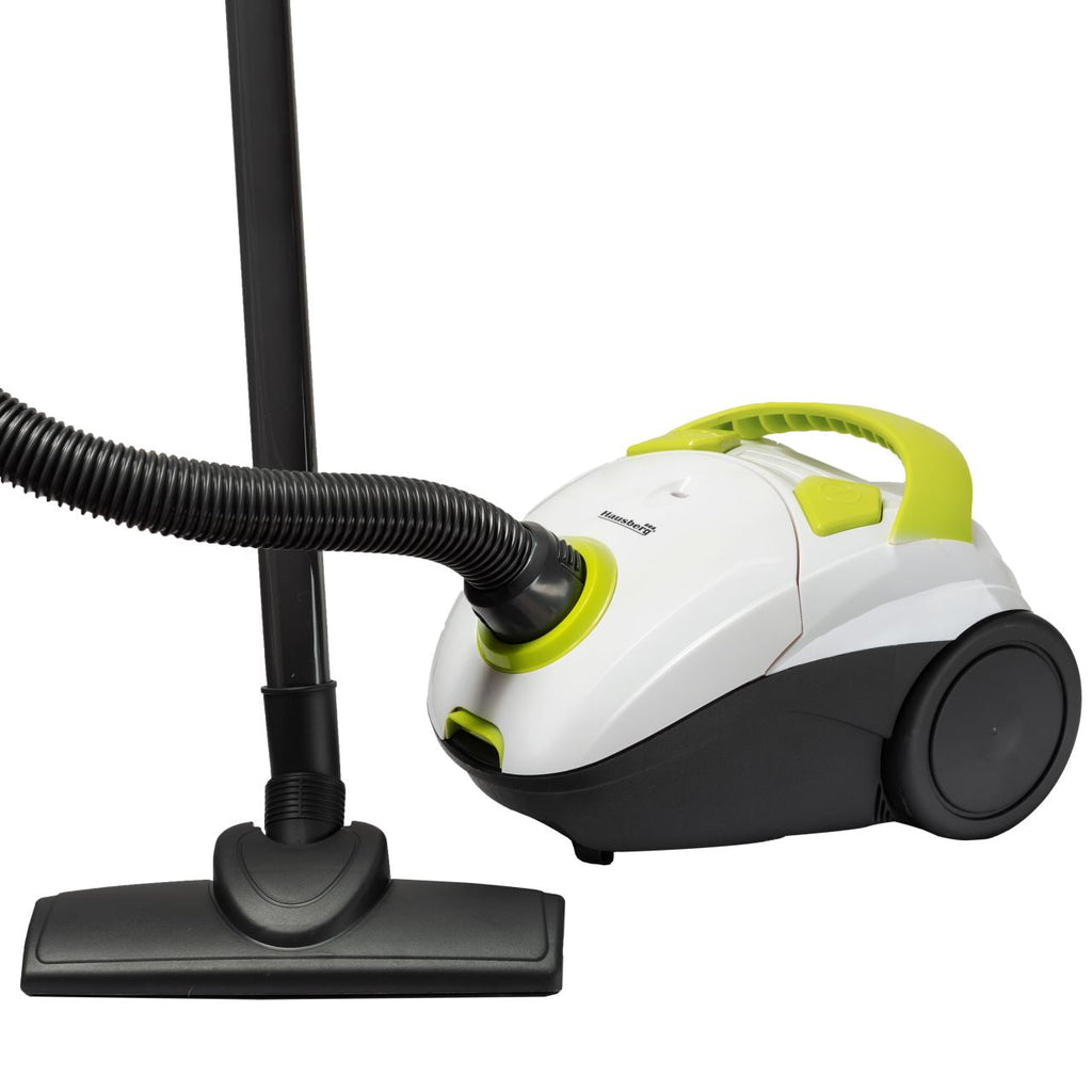Aspirator cu sac Hausberg HB2080VR, 1500W, Capacitate 1.5L, Alb/Verde