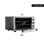 Cuptor Electric cu Ventilator HAUSBERG HB-8015, 1800 W, Geam dublu, 48L, Lumina interioara, Timer, 5 Programe gatire, Termostat reglabil 250 grade, Inox/Negru