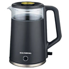 Cana fierbator HAUSBERG HB-3619NG, 1500 - 1800W, capacitate 2L, Anti-uscare, Oprire automata, Material Inox, sticla + plastic Negru