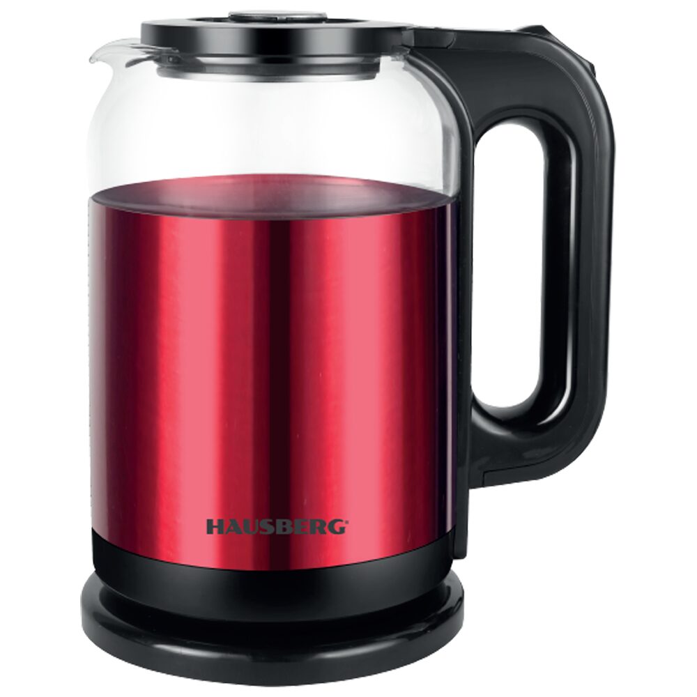 Cana electrica fierbator HAUSBERG HB-3622RS, 1500 - 1800W, capacitate 2L, oprire automata, indicator luminos, Rosu-Negru Imagine principală a produsului