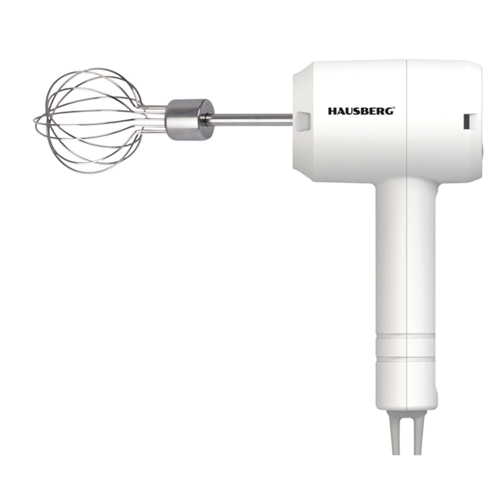 Mixer portabil de mana HAUSBERG HB-4110, putere 20W, 3 viteze, Baterie 800mAh, Alb Imagine principală a produsului