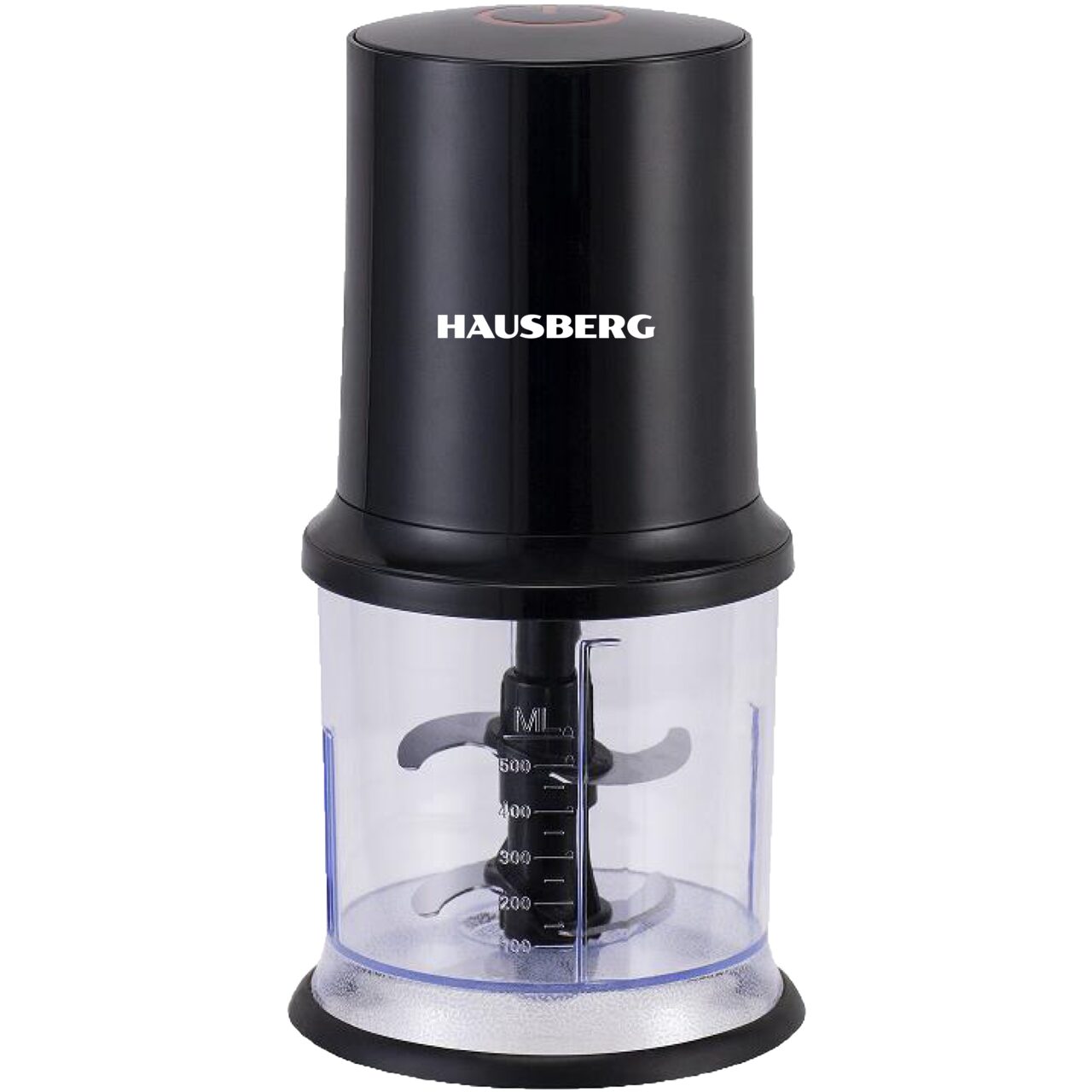 Tocator electric HAUSBERG HB-4502NG, 400W, 1 treapta de viteza, 500 ml, bol din plastic, cutit cu 2 lame din otel inoxidabil, Negru Imagine principală a produsului