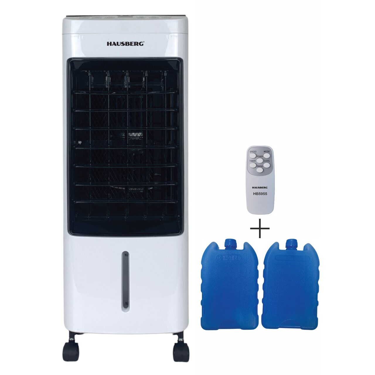Ventilator cu racire si umidificare Hausberg HB-5955, 3 viteze, temporizator 12h, rezervor 4L, telecomanda, alb Imagine principală a produsului