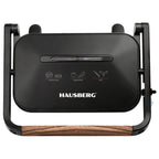 Sandwich-maker Grill HAUSBERG HB-632, 1100-1300 W, Panini, Placi nonaderente, Maner rece, Negru