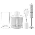Blender 3 in 1 HAUSBERG HB-7701AB, 500W, 2 viteze, Material ABS, lame din inox, Capacitate pahar 700ml, tocator 500ml, Alb