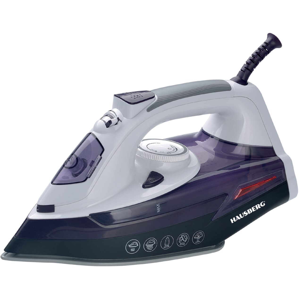 Fier de Calcat Hausberg HB-7813MV, Anti-calcar, Ceramic, Rezervor Apa 300ml 2000-2300W, Alb-Mov Imagine principală a produsului
