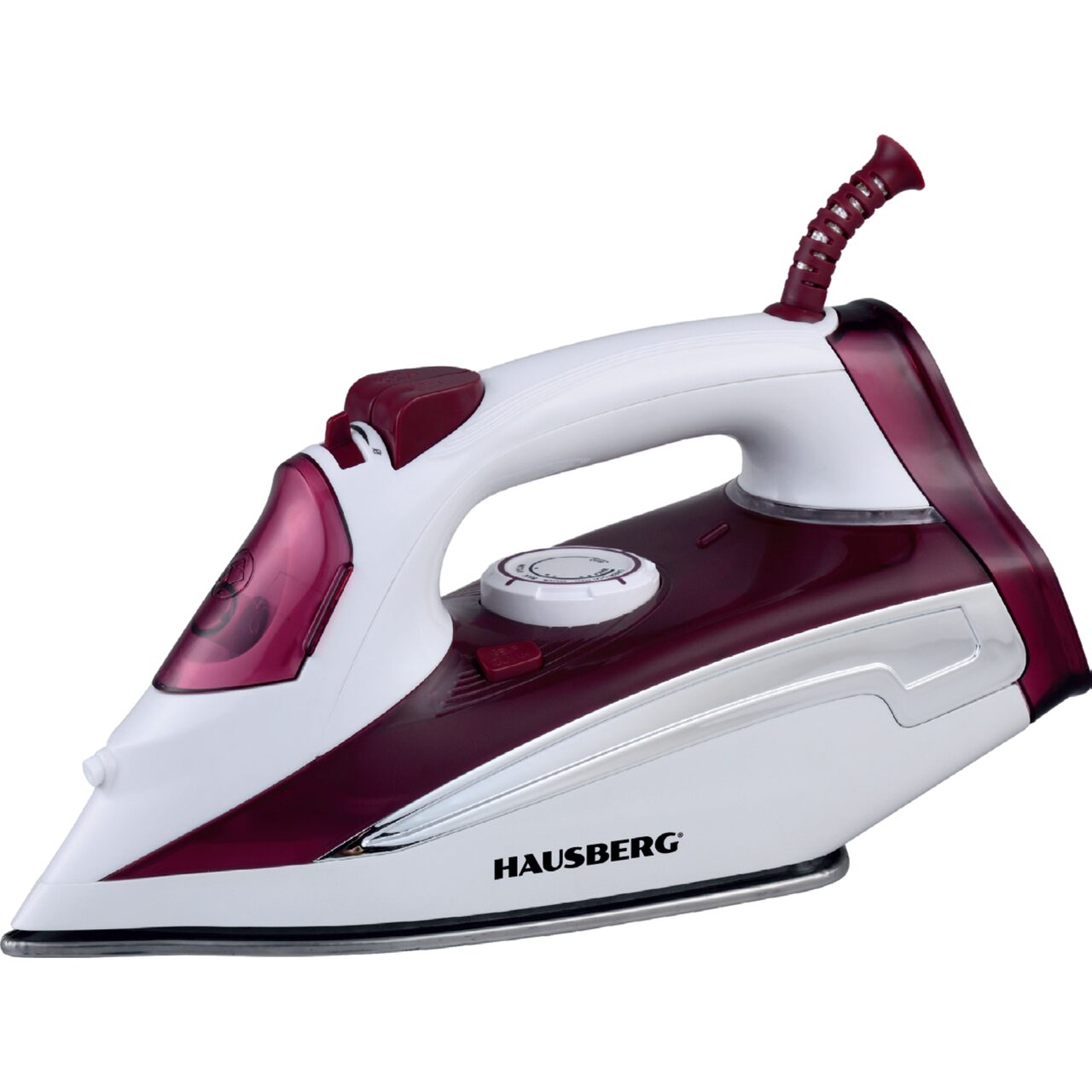 Fier de calcat cu talpa din otel inoxidabil HAUSBERG HB-HB7830RS, 2000-2300 W, 400 ml, Alb-Rosu Imagine principală a produsului
