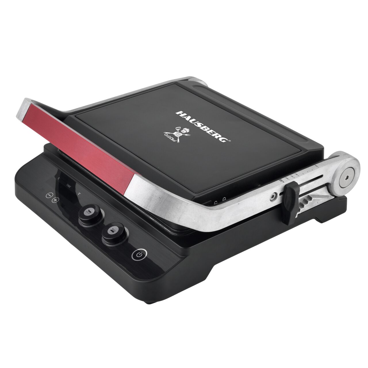 Sandwich maker & grill HAUSBERG HB-636NG, 1650-2000W, Termostat reglabil, Buton de control, Afisaj Led, Inox Imagine principală a produsului