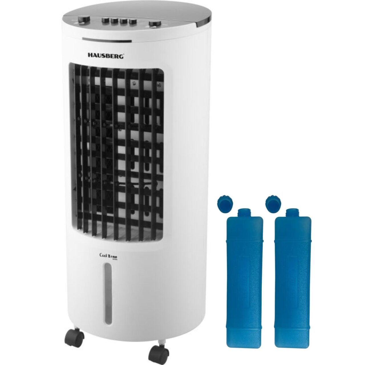 Racitor de aer portabil Hausberg HB-5962AB, 65–80W, rezervor 7.8L, 3 viteze, oscilatie 60°, pachet gheata inclus, alb Imagine principală a produsului