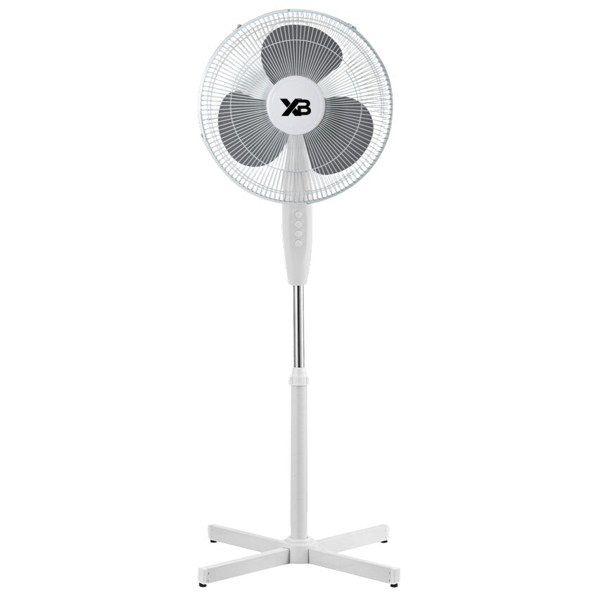 Ventilator cu picior Hausberg XB-110, 45W, 16 inch, 3 viteze, oscilatie, inaltime reglabila, alb Imagine principală a produsului