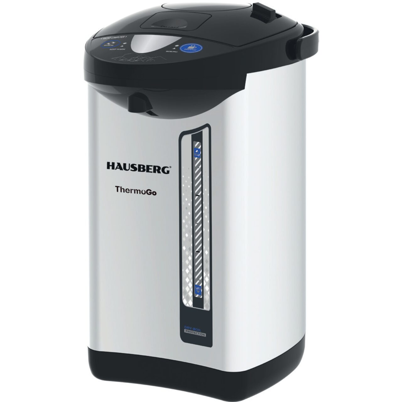 Fierbator electric si Termos HAUSBERG HB-3645IN, 750-900W, 220-240V, 5,2L, Mentinerea calda a lichidelor, Indicator al nivelului apei, Protectie impotriva incalzirii, Thermo Pot, Inox Imagine principală a produsului