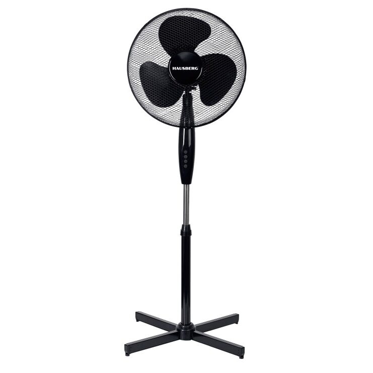 Ventilator cu picior 16 inch HAUSBERG HB5100NG, 40–55W, 3 viteze, oscilatie 80 grade, motor silentios, reglabil